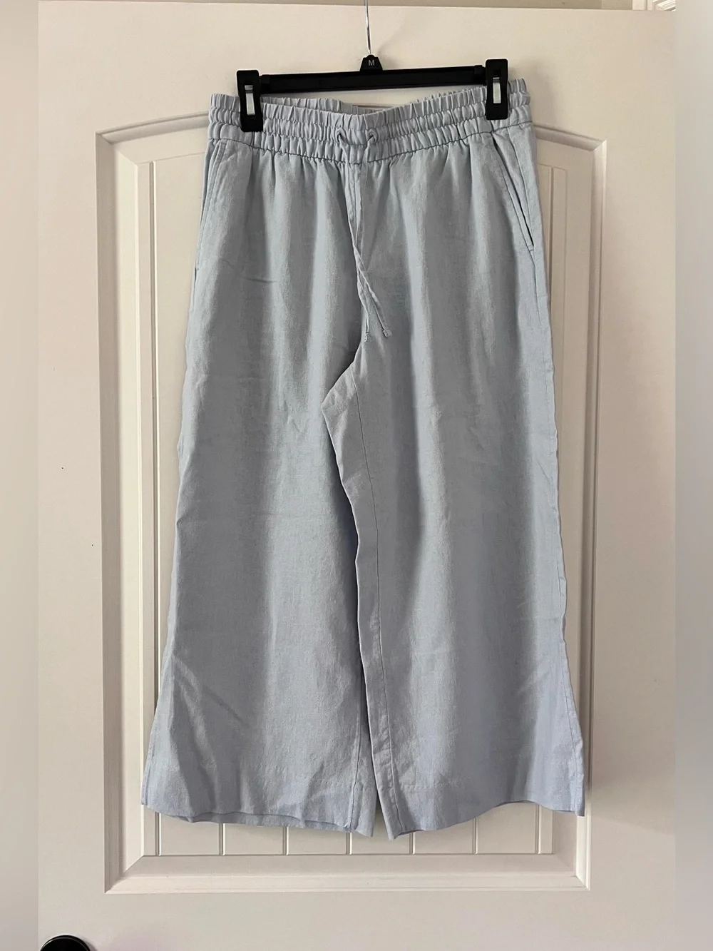 Banana Republic Linen Blend Wide Leg Crop Pant Causal Pull On Relaxed Comfort